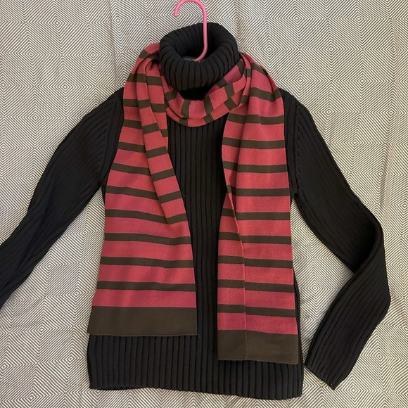 Boden Wool Scarf Raspberry and Brown Stripes NWT - Picture 6 of 6
